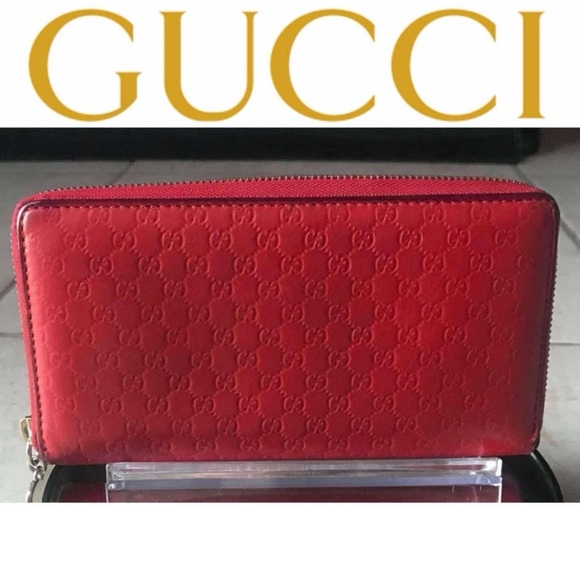 Gucci Micro Guccissima Leather Long Zippy Wallet W Gucci Heart Charm Zipper Pull - Picture 1 of 16